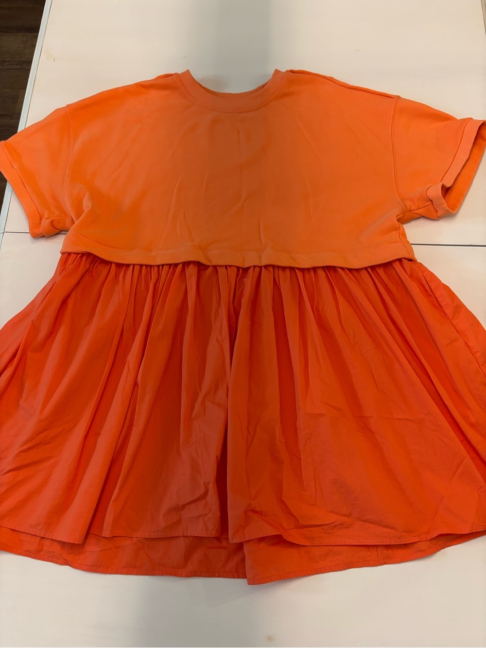 ODDY Bright Orange Tiered Short Sleeve Tunic